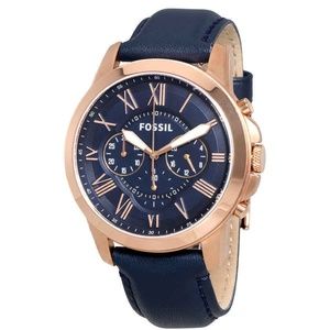 Blue Grant Multi Navy Dial Navy Leather Mens Watch